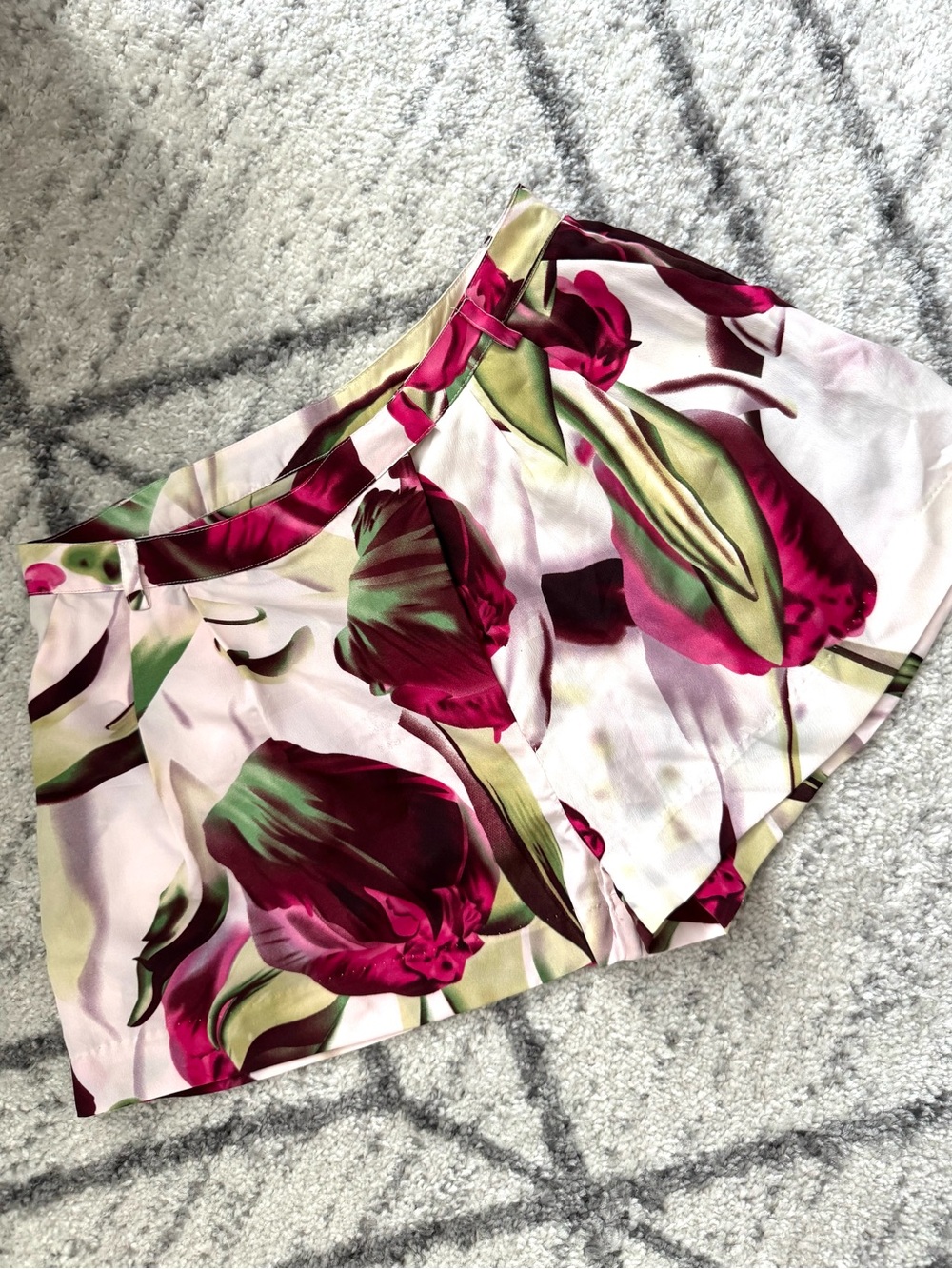 Floral Shorts in Magenta and Green